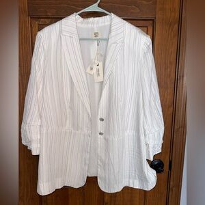 Good Hart by Matilda Jane white pinstripe blazer, women’s size L, NWT